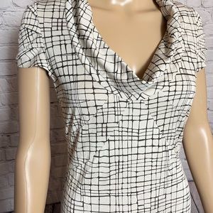 Banana Republic  Silk Dress, Cowl Neck, Black/Ivory, Medium.